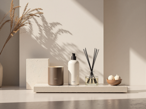 Living room scene with elegant fragrance diffusion elements